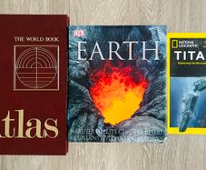 3 Gorgeous Reference Books - World Book Atlas, Earth & Titanic