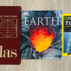 3 Gorgeous Reference Books - World Book Atlas, Earth & Titanic