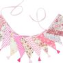 NEW SALE Fabric Bunting Banner with Tassel, 3.3M Double Sided Cotton Tassel Banner with 12 Pink Triangle Pennants, Vintage Cloth Garlands for Nursery Bedroom Playhouse Decoration Image 3