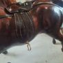 Vintage 1950s/60s Carved Wood wrapped in leather horses Image 9