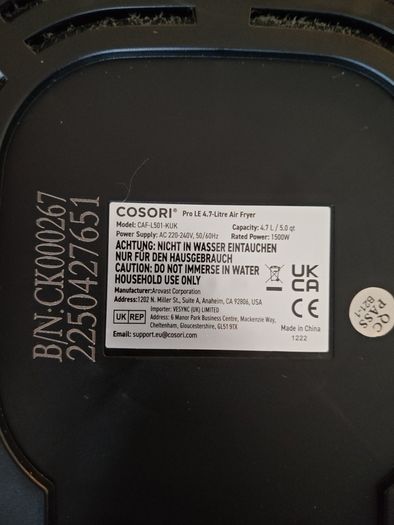 Air fryer COSORI 4.7L non stick