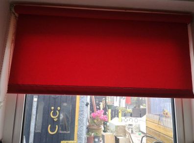 Red roller blinds