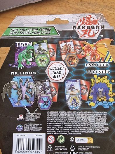 BRAND NEW Bakugan Trox (Red) Collector Action Figure With 2 Trading Cards and Coin