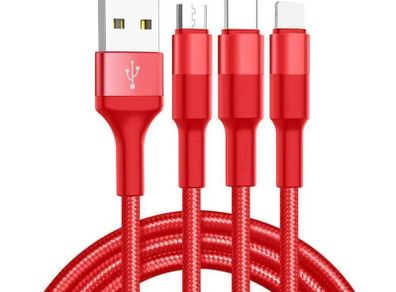 3in1 USB Charger Cable for iPhone XS XR 8 7 Type C Galaxy S10 S8 S9 S7 Micro USB