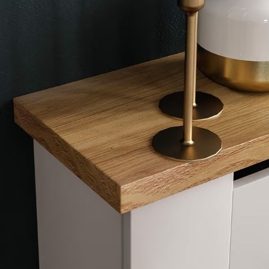 White Small Modern Shaker Style Vertical Slat Design For Optimal Heat Circulation - H83.3xW78xD19cm - Painted MDF Cabinet with Wood Top Shelf