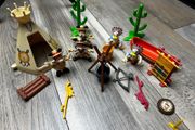 Vintage Disney Frontierland Playset Lot Teepee Canoe Mickey Minnie Donald Figures