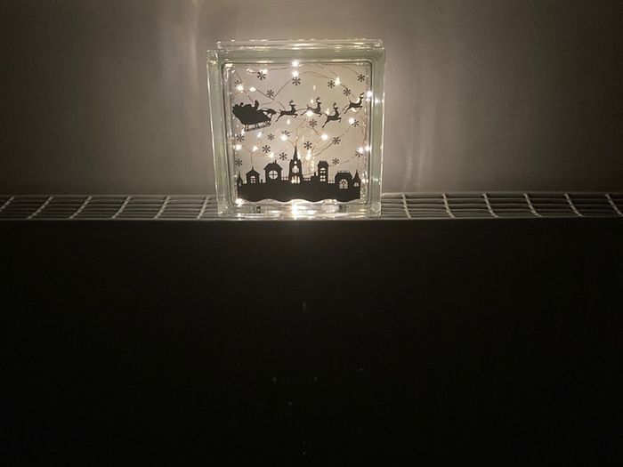 christmas scene glass block