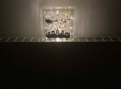 christmas scene glass block