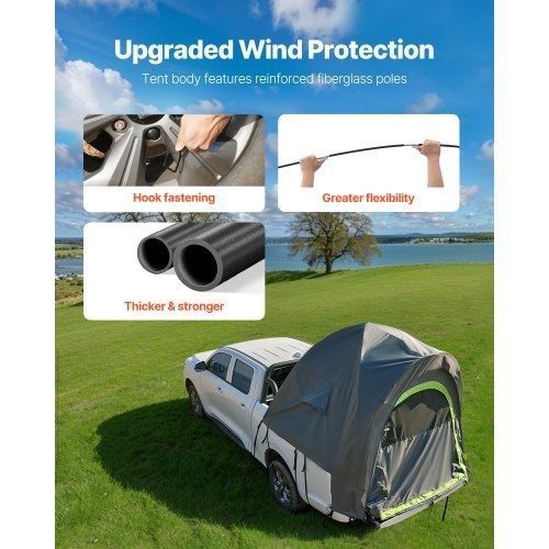 Truck Bed Camping Tent Fits 6.4 to 6.7 ft Waterproof PU2000 2 to 3 P