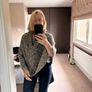 Gorgeous chunky knit poncho-style top in a grey marl with flecks of navy and cream Image 2