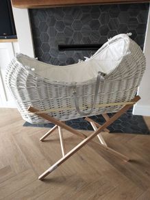White wicker Moses Basket