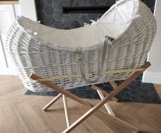 White wicker Moses Basket