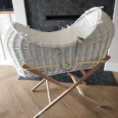 White wicker Moses Basket