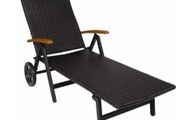 BRAND NEW Rattan Sun Lounger Beach Chair Adjustable Deck Chair Folding Loungers Outdoor Furniture