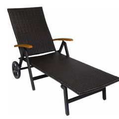BRAND NEW Rattan Sun Lounger Beach Chair Adjustable Deck Chair Folding Loungers Outdoor Furniture