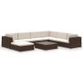 8 Piece Garden Lounge Set with Cushions Poly Rattan Brown Image 10