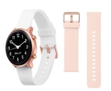 Doro Watch - Smart Watch for Seniors - Fitness Watch - Digital Watch - Activity Tracker - Water Resistant - Step Counter - Health Tracker - Touch Screen - (Pink/ White)