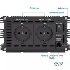 12V 220V pure sine wave power inverter 1500w 3000w peak converter with Remote control and 5V 2.1A USB port