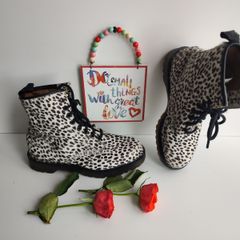 Dr Martens 1460 8 hole panther leopard hair on boots UK5 EU38 US7