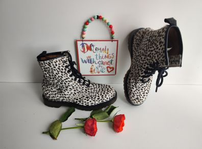 Dr Martens 1460 8 hole panther leopard hair on boots UK5 EU38 US7