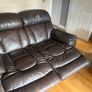 Arm chairs 3 seater 2 seater and one seater all recliner all chestnut brown leather Image 4