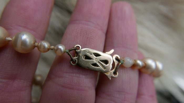 Ww2 Ciro 9ct Gold 375 Clasp  Strand Imitation Pearl Ciro Necklace With 1942 Rose Gold 375 Clasp