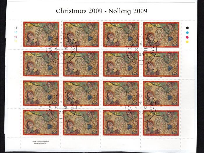 2009 Ireland Christmas Commemorative Stamp Sheetlet Plate 1B1B1B1B Fine CDS Used with Dublin cancel of 16th June 2009 (First day of issue)