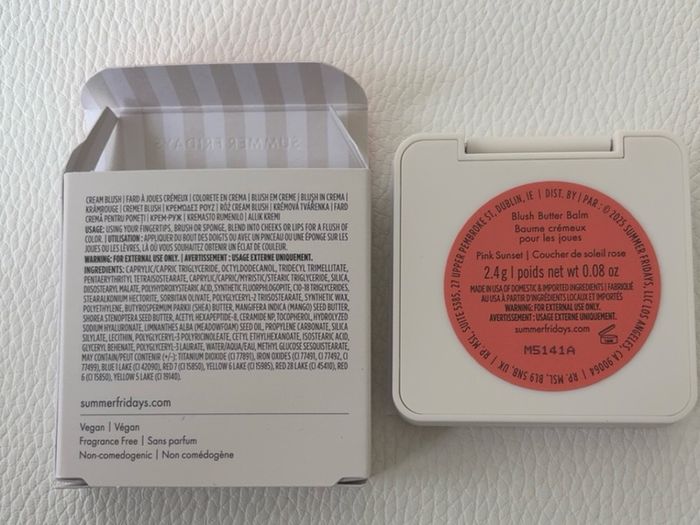Summer Fridays blush butter balm 2.4g shade pink sunset