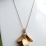Vintage Long Sterling Silver 925 Gold Plated Leaf Pendant Necklace length 32" - 11g Image 3