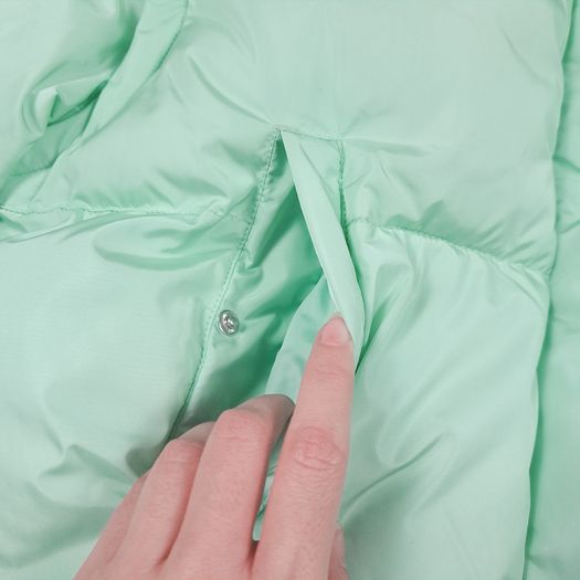 Tommy Jeans Mint Green Seafoam Cropped Convertible Puffer Jacket Size M