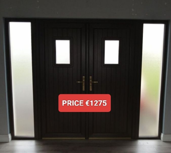 Double French patio doors with side glass panels