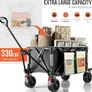 150kg Festival Camping Trolley on Wheels Heavy Duty Folding Wagon Cart with Detachable All-Terrain Wheels, Brake, Adjustable Handle, Portable for Outdoor, Beach, Garden & Shopping Black Image 4