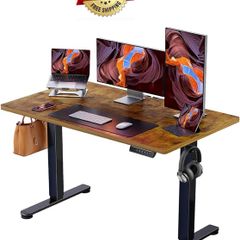 Electric Standing Desk Height Adjustable 120 x 60cm, Sit Stand Desk with 4 Memory Smart Pannel for Home Office with Splice Board