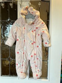 Baby Girl M&S Velour Pramsuit NEW 3-6mnth