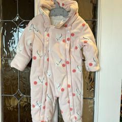 Baby Girl M&S Velour Pramsuit NEW 3-6mnth