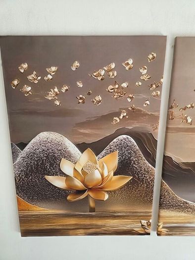 3 framed printed canvas 35x55cm each