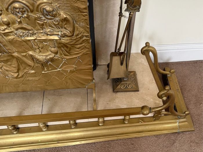 Vintage Mid Century Brass Fireplace Fittings