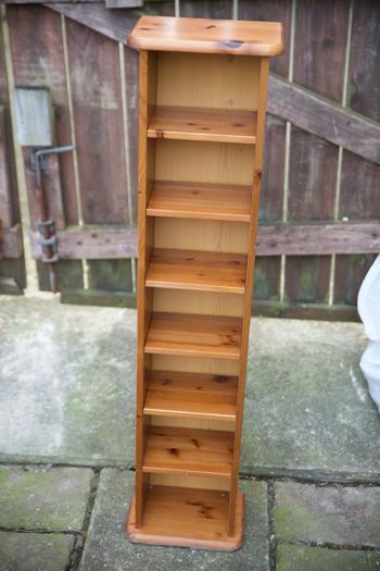 Slim Solid Pine CD/DVD Storage Tower Narrow Bookcase