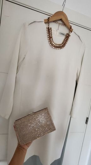 J. LINDEBERG ivory long sleeve dress Sz 40 ( Fit 10 UK) - Rrp 130 (New)