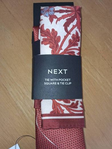 x3 Bundle - Brand New Next Rust Red Tie & Pocket Square Set - RRP - 22.50
