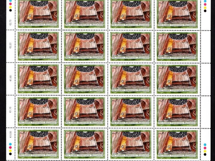 2005 United Nations (US, Geneva & Vienna) 60th Anniversary of the United Nations Commemorative Stamps Sheets Mint Never Hinged. Price for all 3 Sheets
