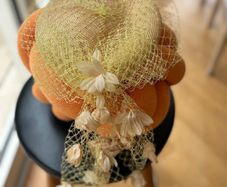 Frederick Fox Boutique yellow Occasion Hat / Fascinator with Veil and Flowers