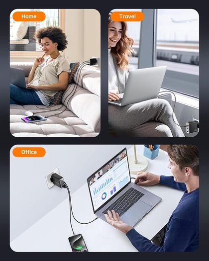 USB C Charger, MacBook Pro/Air Charger, 3-Port 120W GaN Fast Charger, PD3.0, PPS, USB Plug UK, USB-C Laptop Charger for MacBook Pro, MacBook Air, iPhone 16/15, Galaxy S24/S23, iPad, Laptops