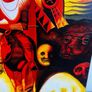 Signed Canvas Painting Striking Red and Gold Don Quixote Artwork 61.5 x 50cm Image 6