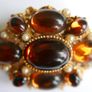 Vintage 1980s SPHINX Brown Cabochon and Pearl Brooch Image 5