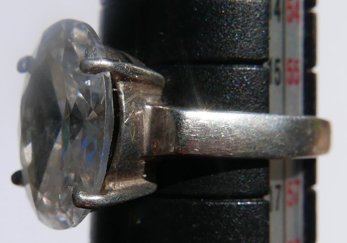Vintage Sterling Silver 925 White Topaz Ring, Size P - 4,66g