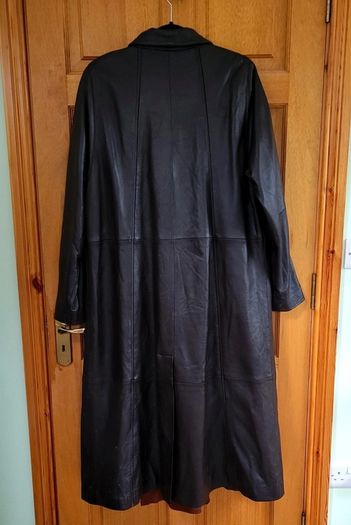 Vtg Y2K Soft Dark Brown Leather Long Coat by Higgs Leather & Sheepskins