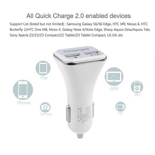 Universal Dual USB Car Charger 5V 2.1A Adaptive Fast Charger with LED