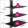 NEW SALE | 3 Floating Shelf Wall Bracket with Strengthened Tempered Glass for DVD Players/Cable Boxes/Games Consoles/TV Accessories, 3 Shelves, Black Image 4