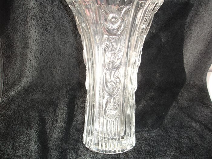 Elena Borgonovo Tall/Heavy Clear Glass Vase Italy 10 inches
